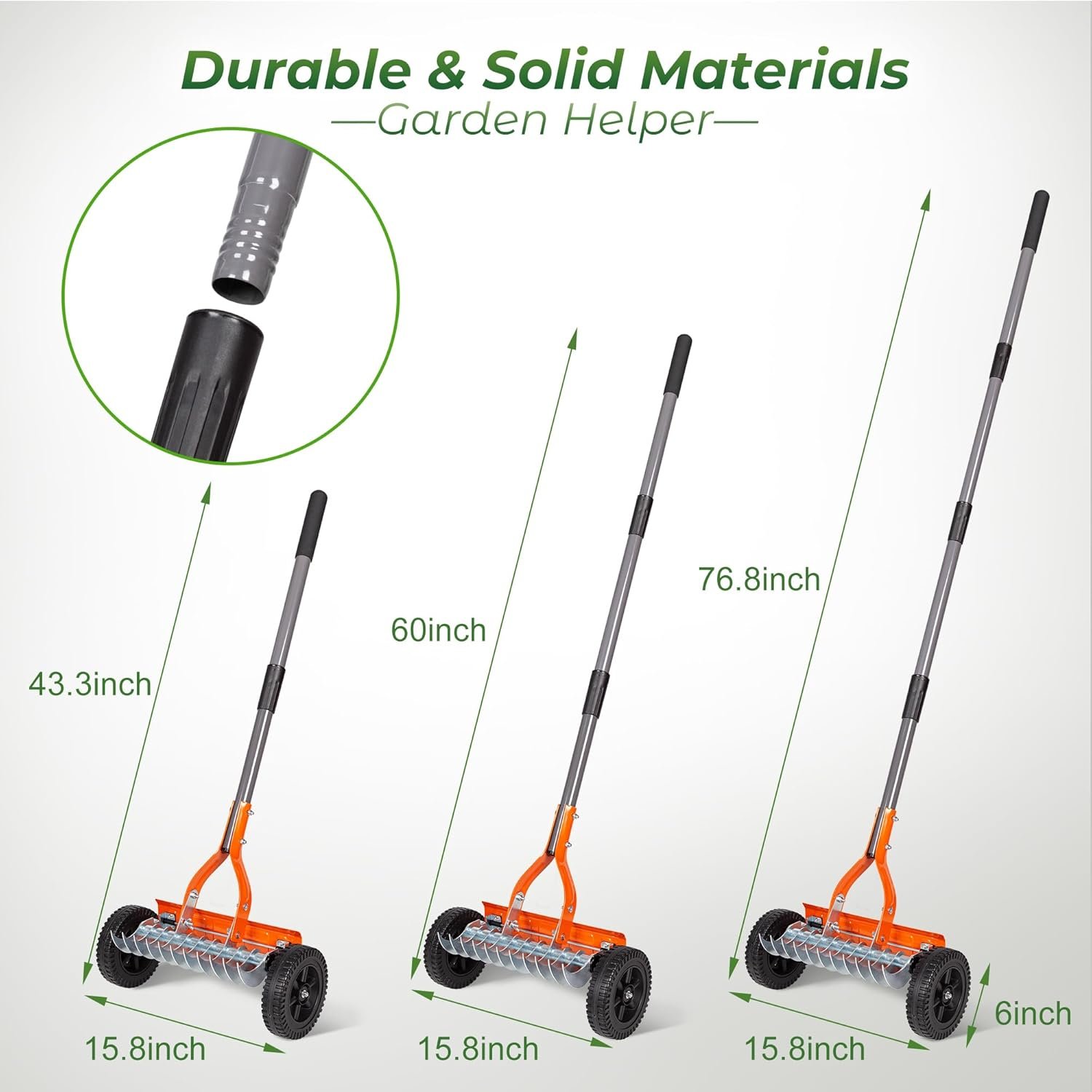 Garden tools_Ultimate Walensee Dethatching Roller Rake - 71HrawJFRNL. AC SL1500 Close-up of the 2mm stainless steel blade on the garden tools dethatcher for moss, leaves, and debris.