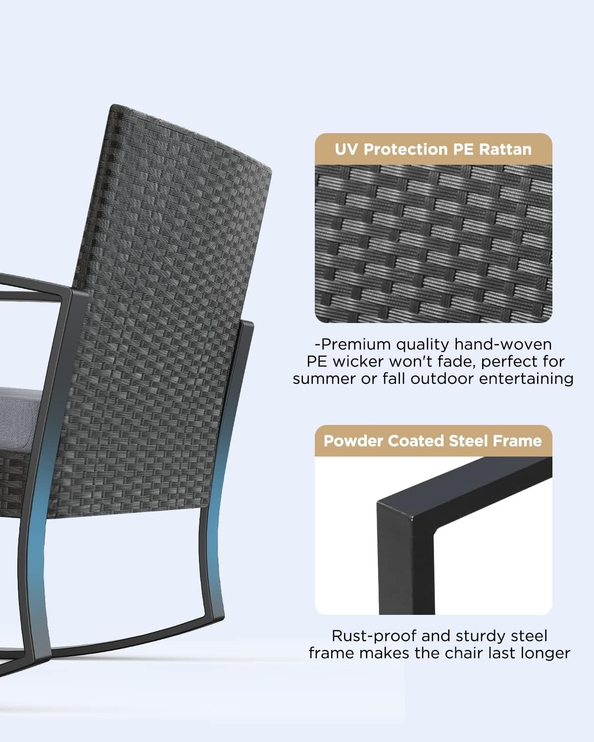 Patio Furniture Set – 3-Piece Acapulco Chair with Glass Table - 717NSuCHKhL. AC SL1500 The 3-piece Acapulco patio furniture set with comfortable cushions and a glass table in an outdoor garden setting.