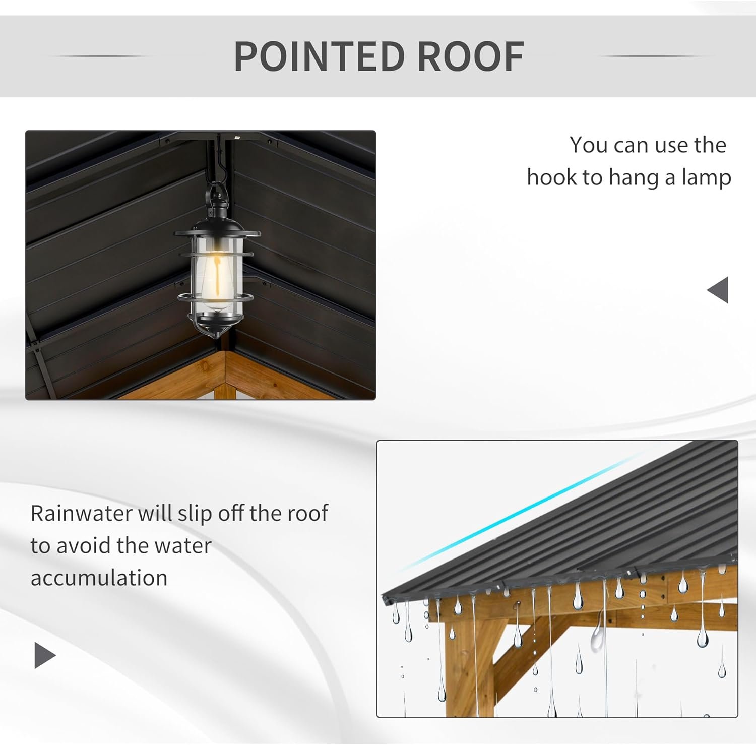 Wooden Gazebo – Premium 11x13 Hardtop Pavilion for Patio - 71E8UpD1BZL. AC SL1500 Slanted galvanized steel roof of the wooden gazebo protects from rain and UV rays.