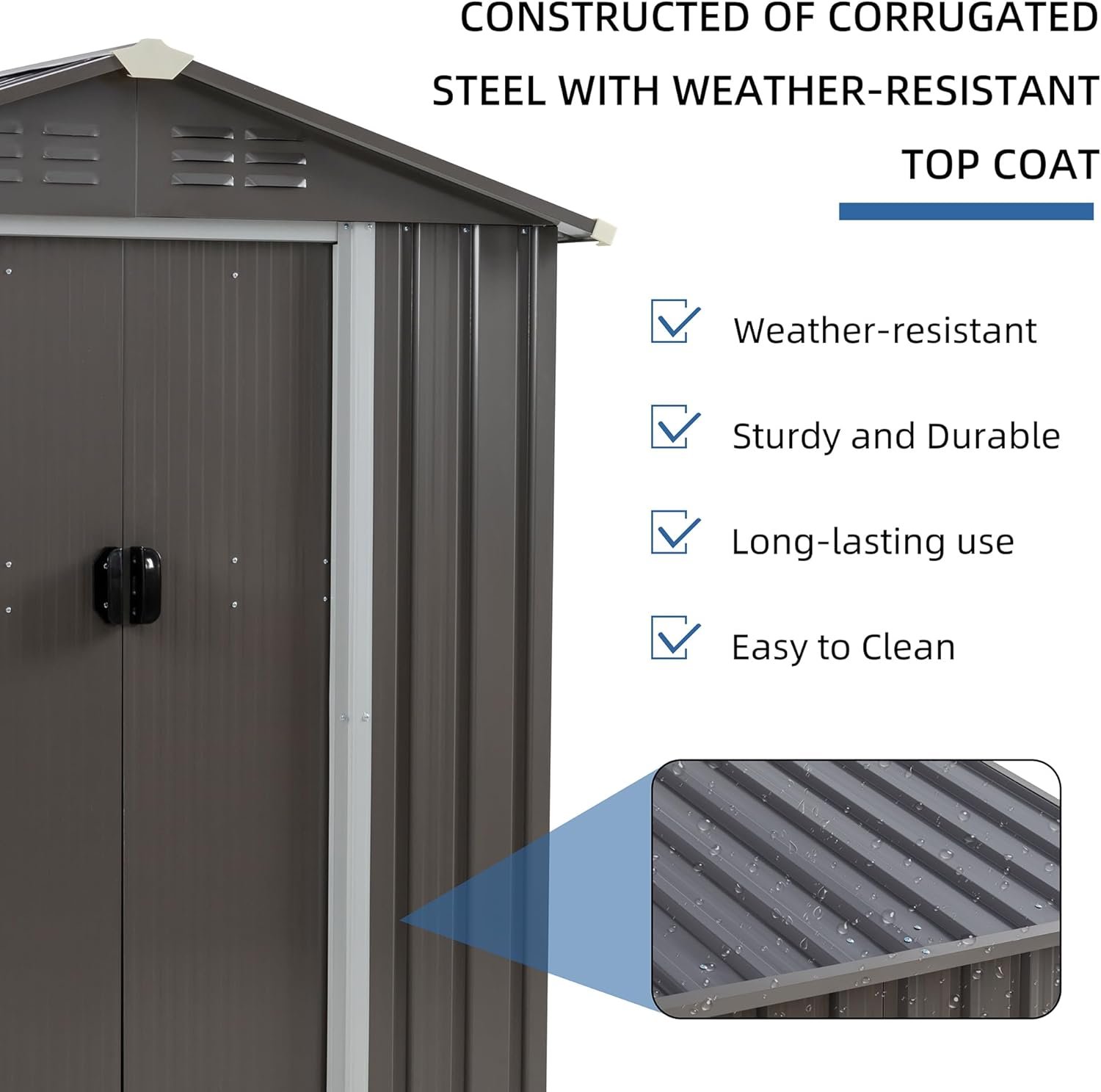 Sheds - JY QAQA 5x3 FT Metal Outdoor Garden Storage Shed - 71hcKh5Ri9L. AC SL1500 Weatherproof sheds made with alloy steel and powder-coated finish for outdoor durability.