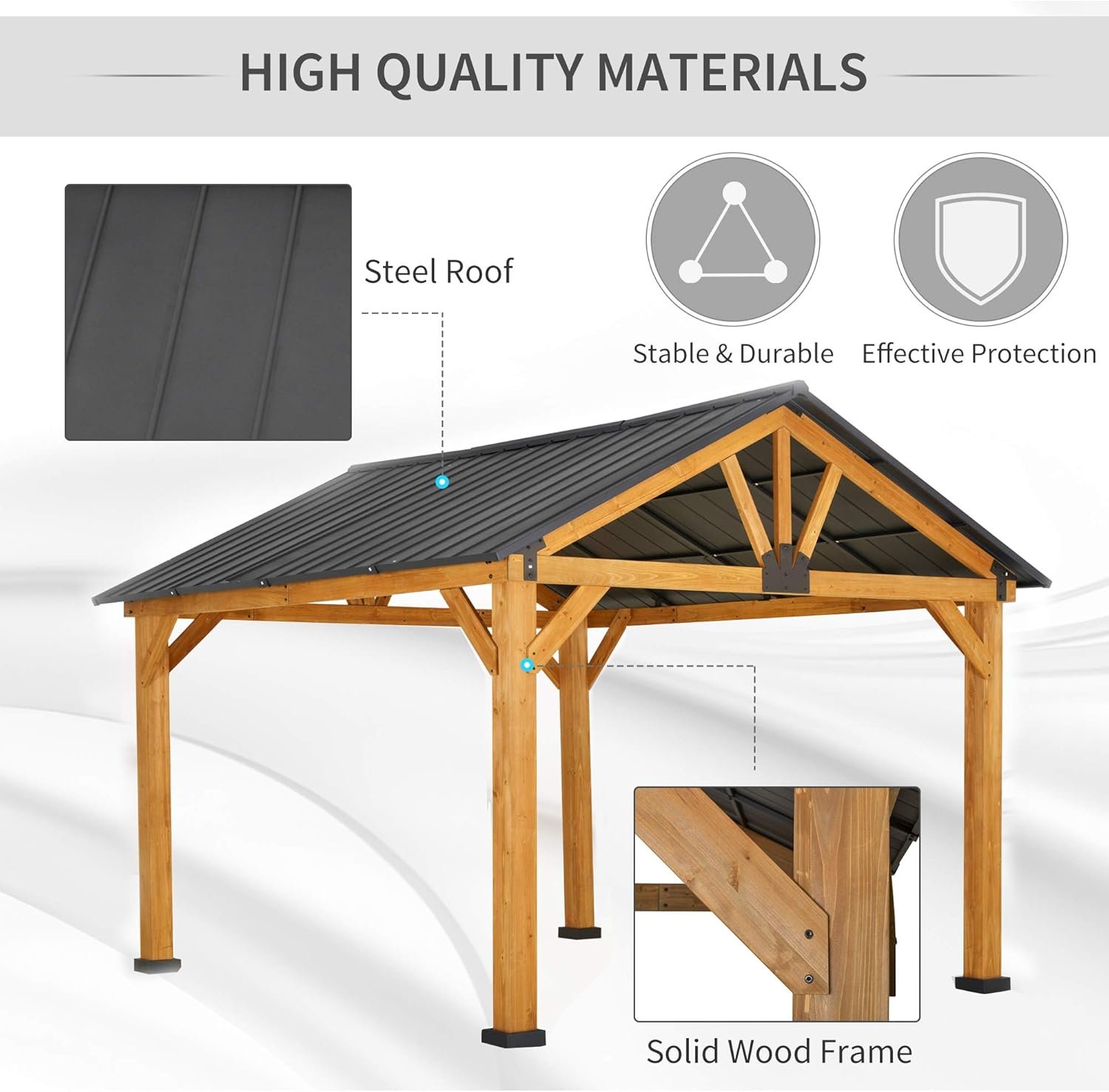 Wooden Gazebo – Premium 11x13 Hardtop Pavilion for Patio - 71oX0TbThKL. AC SL1500 The wooden gazebo provides ample space for backyard parties or outdoor events.
