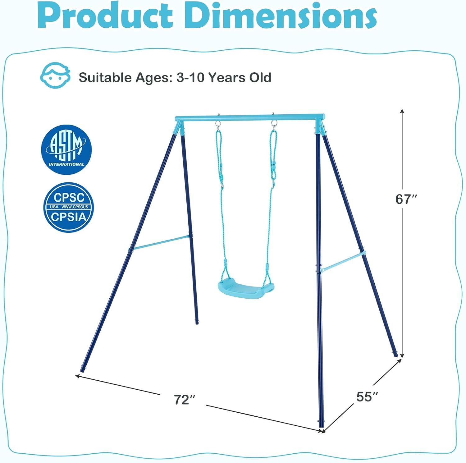 Ultimate Swing set A-Frame Backyard Fun - Swing set image emphasizing the included ground stakes for secure and safe anchoring on grass or garden areas.