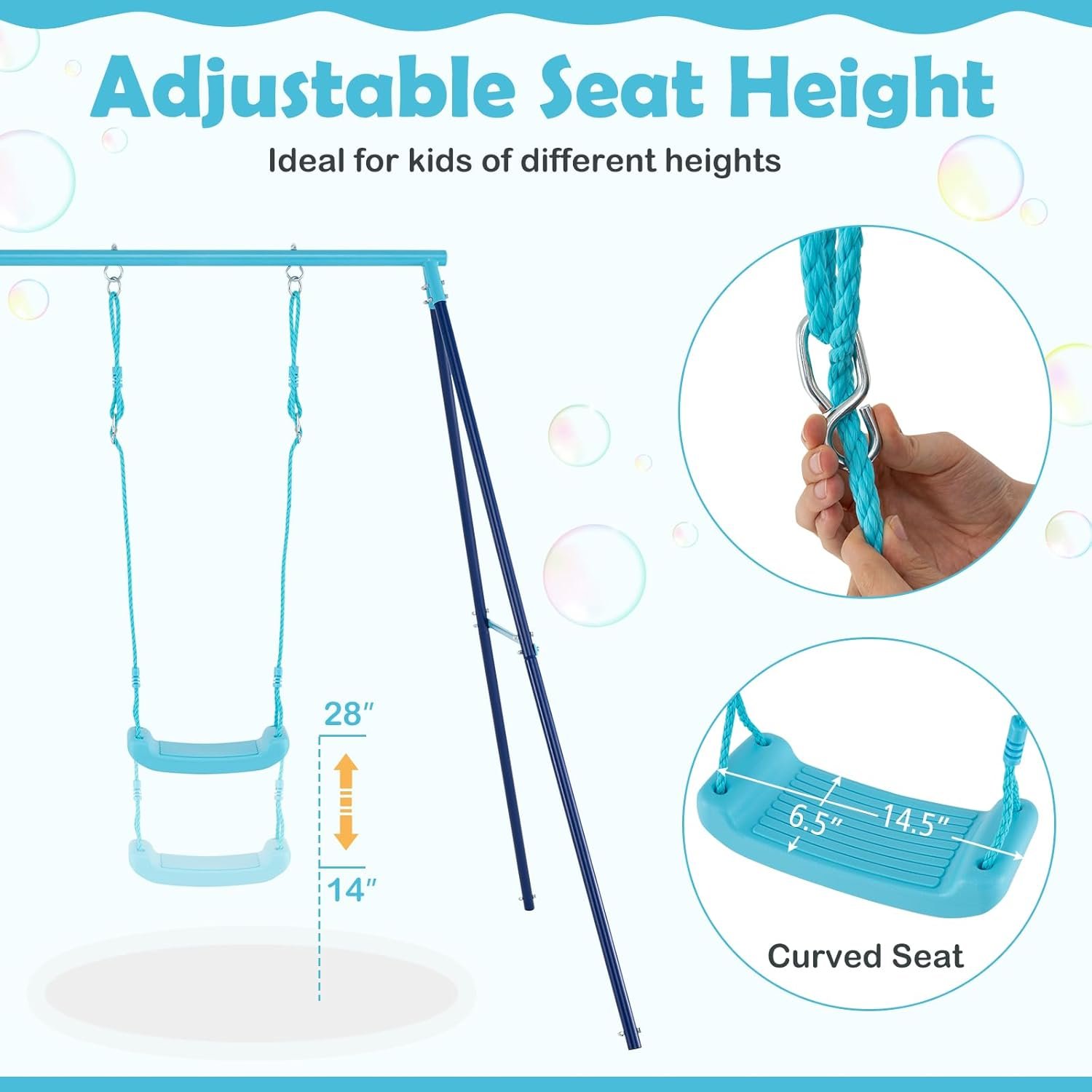 Ultimate Swing set A-Frame Backyard Fun - 7187dRn aL. AC SL1500 Swing set demonstrating the spacious 72" x 55" x 67" dimensions for comfortable, uninterrupted swinging.