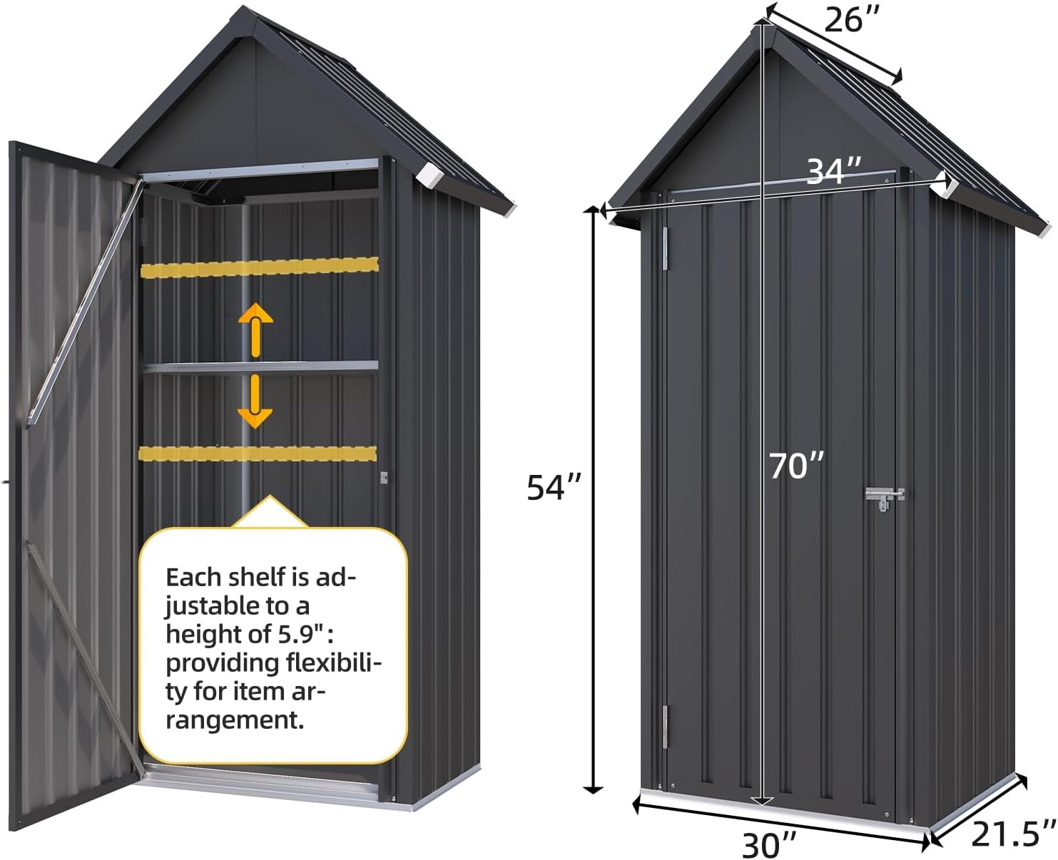 Secure storage shed Tall Waterproof Vertical - 71yjg4 ZXcL. AC SL1500 storage shed focusing on the lockable door mechanism, metal frame, and stainless steel hinges for security against porch pirates.