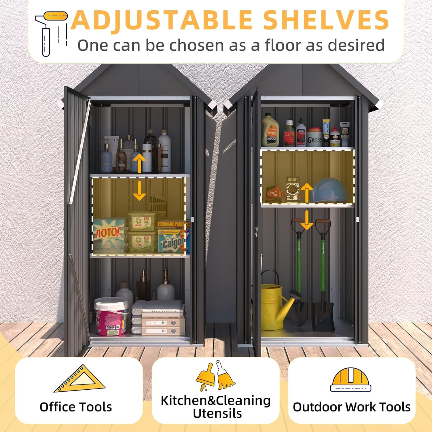 Secure storage shed Tall Waterproof Vertical - 81tPk na2aL. AC SL1500 storage shed demonstrating the straightforward installation process with guides, manual, and available remote assistance.