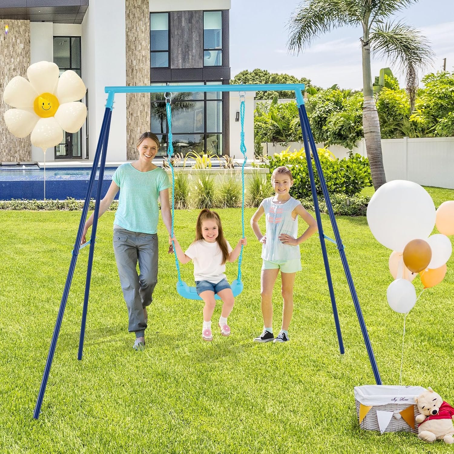 Ultimate Swing set A-Frame Backyard Fun - 91Af rC0RIL. AC SL1500 Swing set focusing on the U-shaped seat design for comfort and anti-slide safety features.